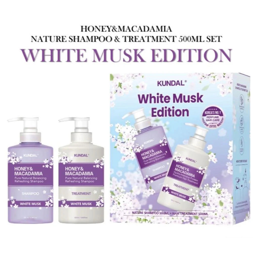 Набор для ухода за волосами Kundal White Musk Edition - Honey & Macadamia Shampoo+Treatment