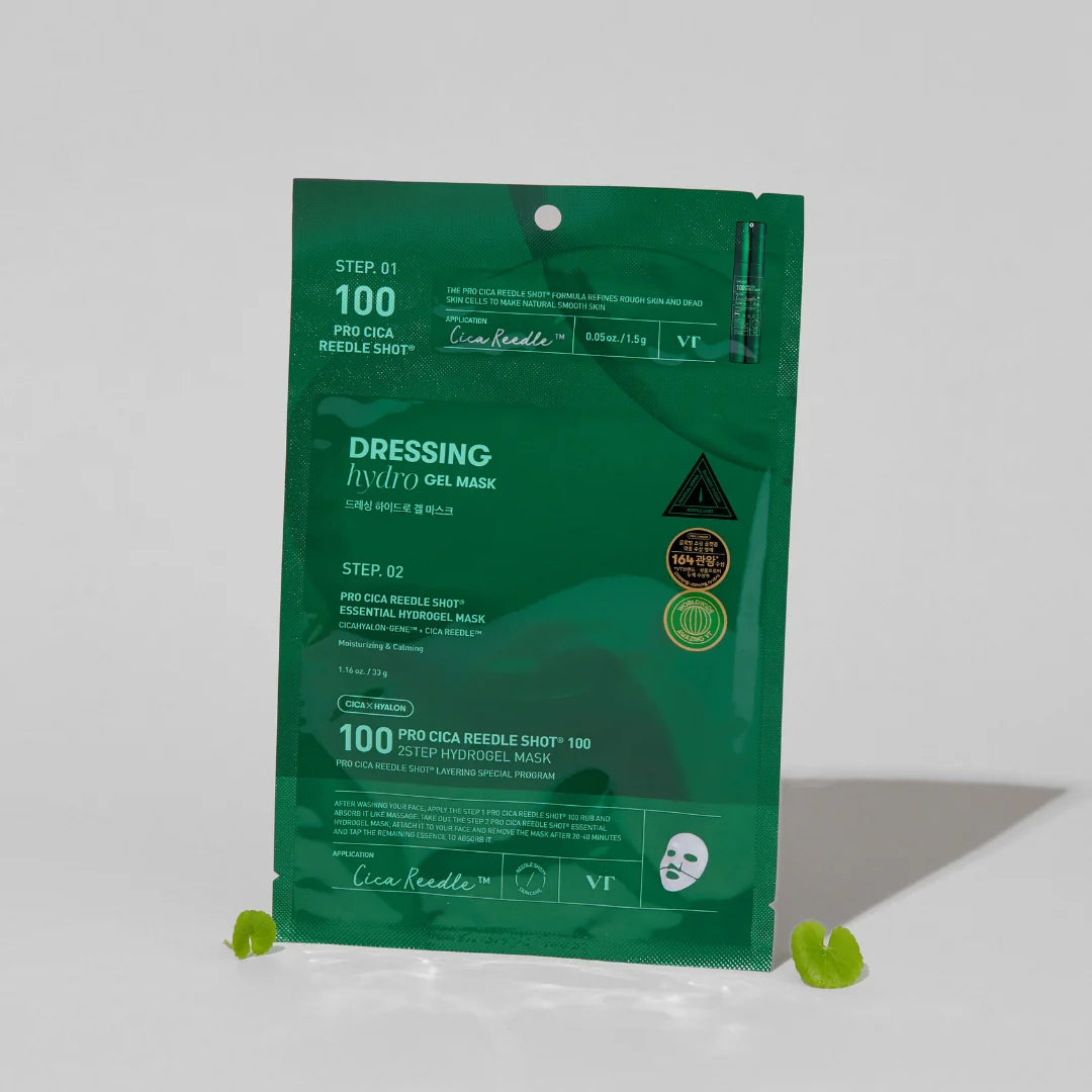 Divu tekstūru hidrogela maska ar centellu VT Cosmetics Pro Cica Reedle Shot 100 2Step Hydrogel Mask