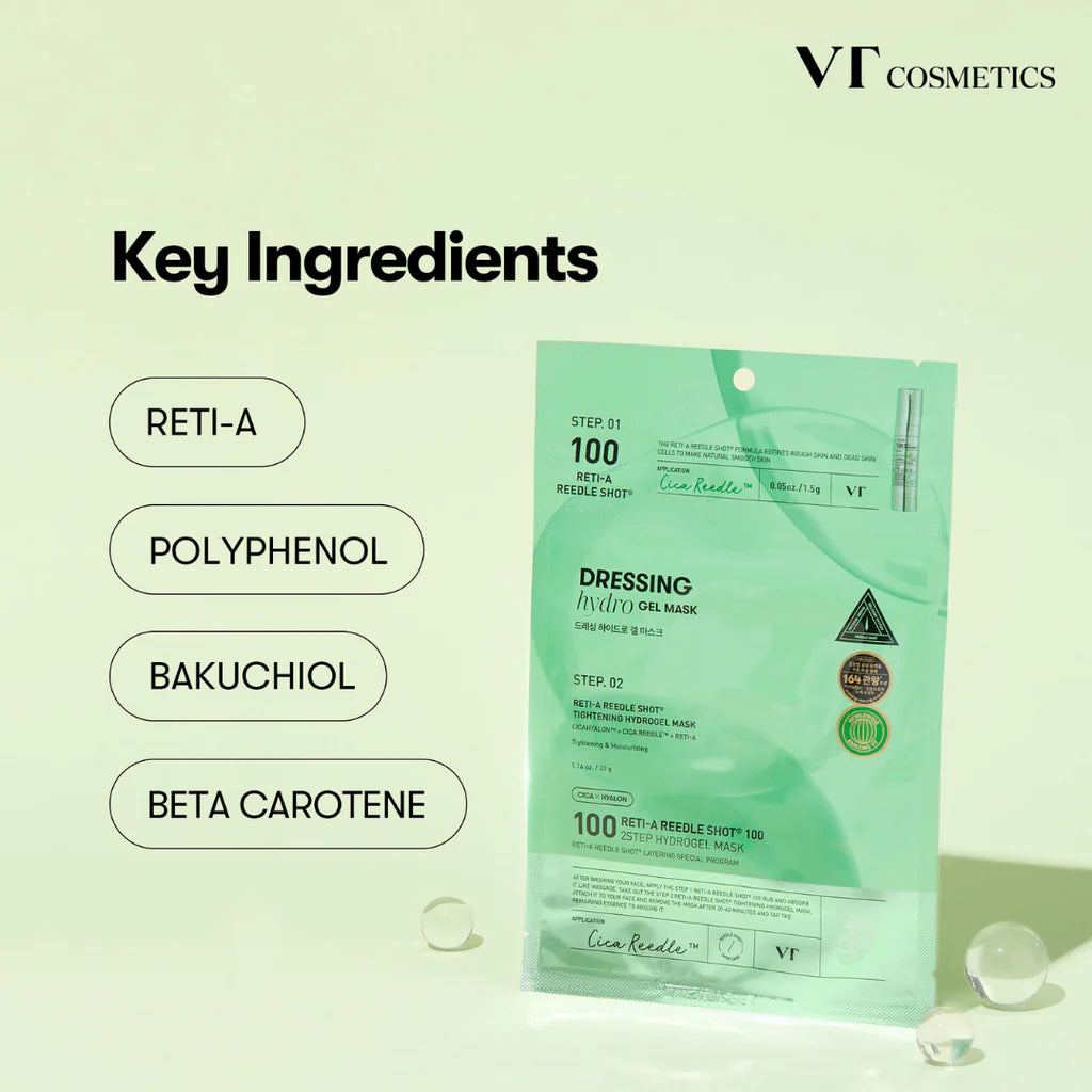 Hidrogela maska ar mikroadatām un retinolu VT Cosmetics Reti-A Reedle Shot 100 2Step Hydrogel Mask