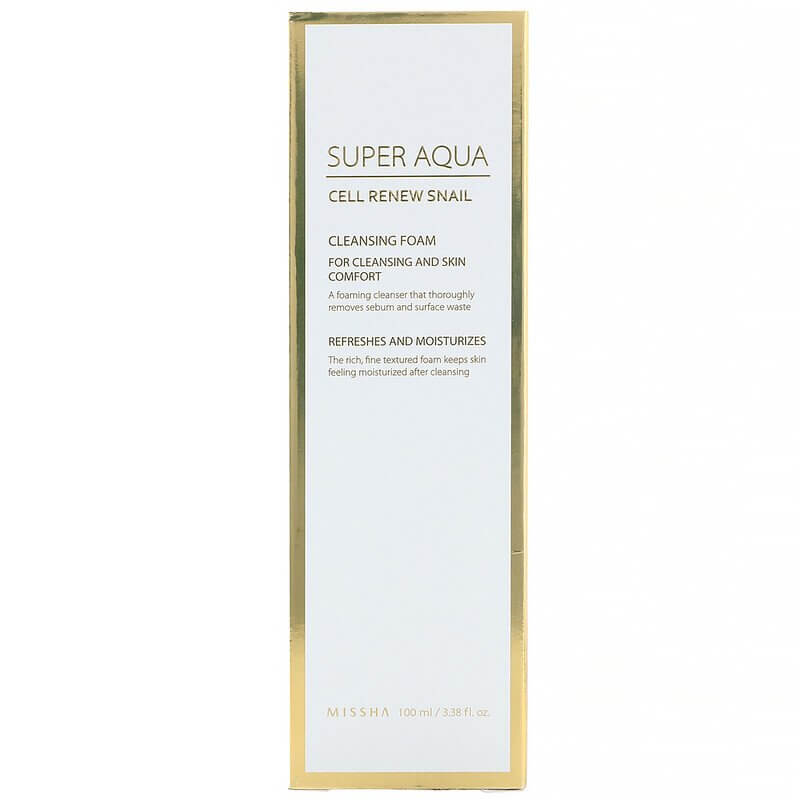Putas sejas mazgāšanai ar gliemežu gļotu ekstraktu Missha Super Aqua Cell Renew Snail Cleansing Foam