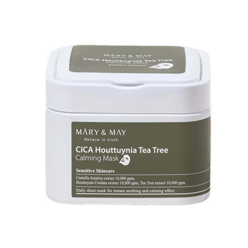 Komplekts masku ar Gotu Kola priekš jūtīgas ādas Mary&May Cica Houttuynia Tea Tree Calming Mask