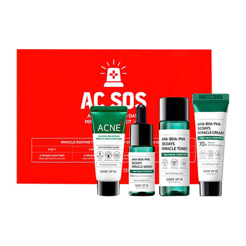 Mini produktu komplekts ar skābēm problemātiskai ādai Some By Mi AC SOS AHA-BHA-PHA 30 Days Miracle AC SOS Kit  Some By Mi   